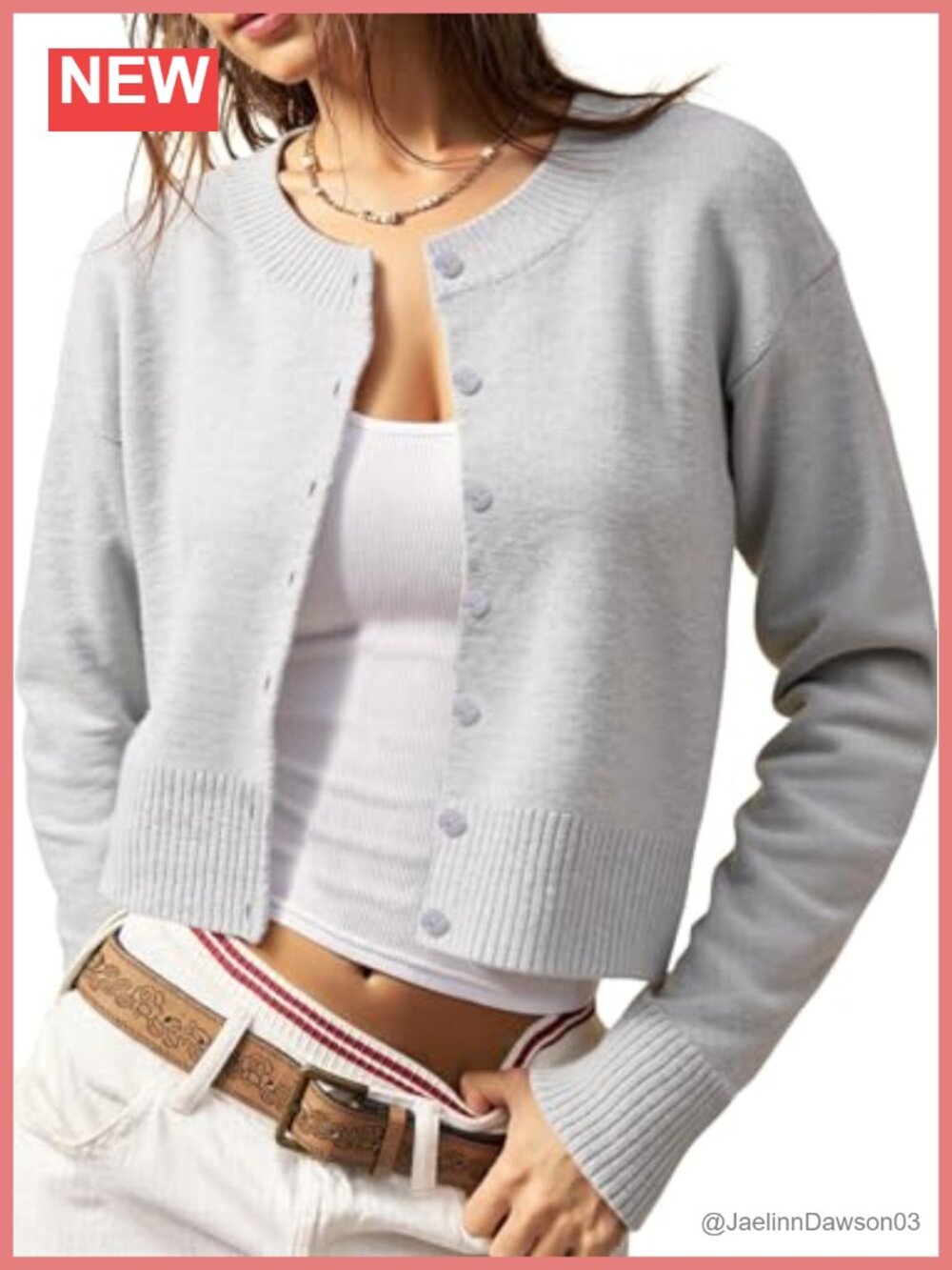 Cropped Knit Cardigan Sweater Button Down Long Sleeve Slim Fit Fall Layering Top